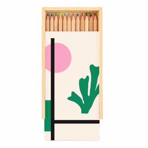 Minimalist Matisse Botanical Abstract Geometric - Coloured Pencils with Box by AbstraBotanica by Ezbie