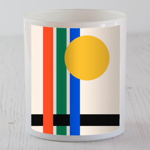 80s Bauhaus Colorful Sunset Minimalist Geometric Art - scented candle by AbstraBotanica by Ezbie