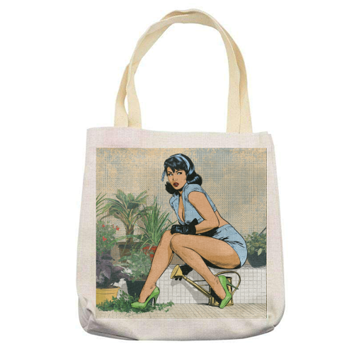 Sunshine & Cherry Lips - printed canvas tote bag by DejaReve