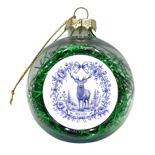 Red Stag Toile - xmas bauble by Lilly Rose