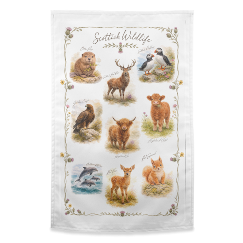 Scottish Wildlife - funny tea towel by Wildling Studio