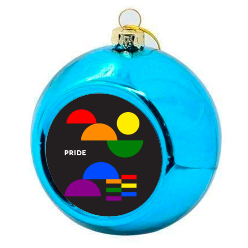 Minimalist Bauhaus Rainbow Pride Abstract Geometry Design - colourful christmas bauble by AbstraBotanica by Ezbie