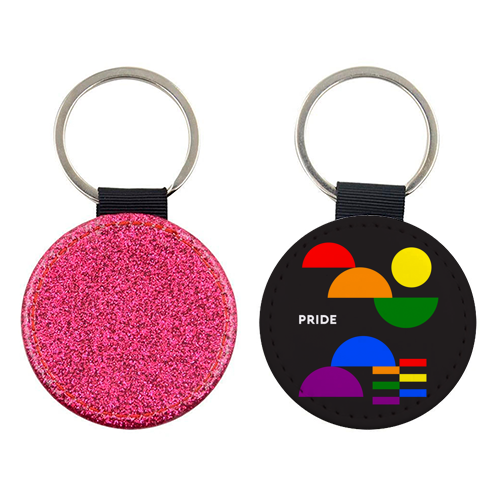 Minimalist Bauhaus Rainbow Pride Abstract Geometry Design - keyring by AbstraBotanica by Ezbie