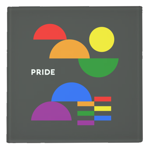 Minimalist Bauhaus Rainbow Pride Abstract Geometry Design - personalised beer coaster by AbstraBotanica by Ezbie