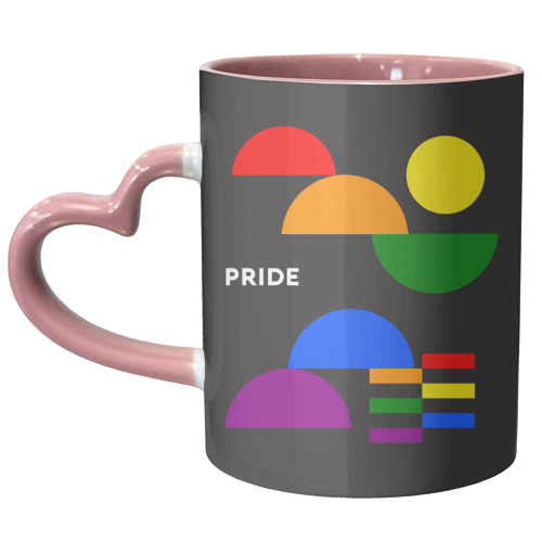 Minimalist Bauhaus Rainbow Pride Abstract Geometry Design - unique mug by AbstraBotanica by Ezbie