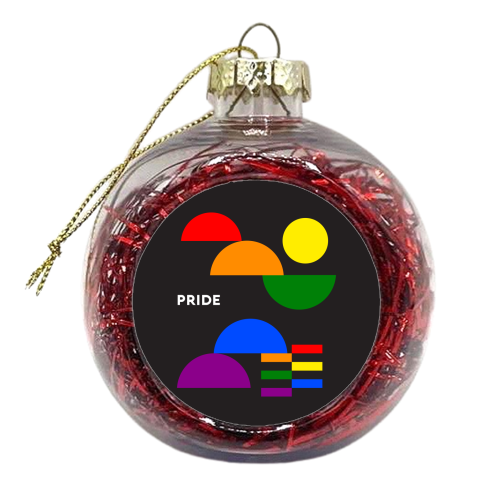 Minimalist Bauhaus Rainbow Pride Abstract Geometry Design - xmas bauble by AbstraBotanica by Ezbie