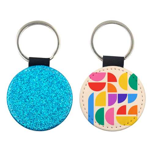 Colorful Pride Rainbow Bauhaus Inspired Geometric Abstract Composition - keyring by AbstraBotanica by Ezbie