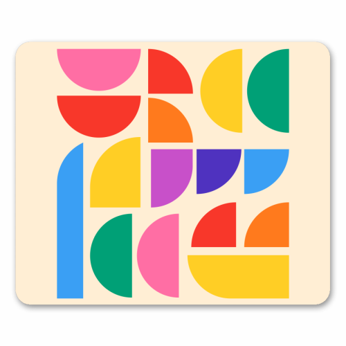 Colorful Pride Rainbow Bauhaus Inspired Geometric Abstract Composition - mouse mat by AbstraBotanica by Ezbie