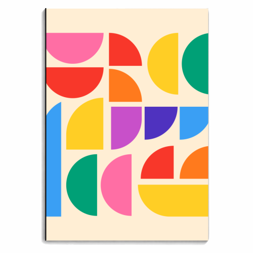 Colorful Pride Rainbow Bauhaus Inspired Geometric Abstract Composition - personalised A4, A5, A6 notebook by AbstraBotanica by Ezbie