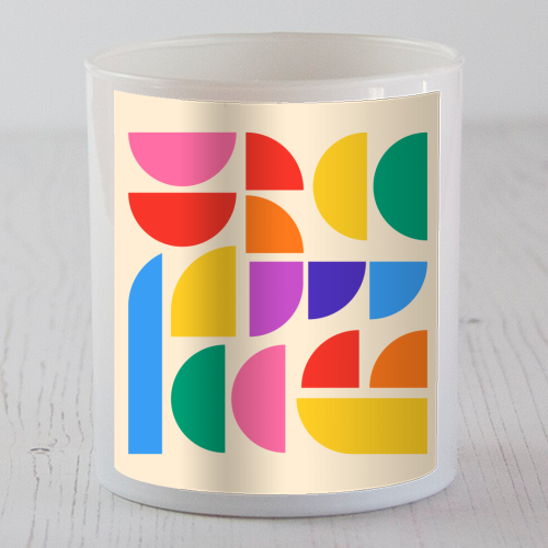 Colorful Pride Rainbow Bauhaus Inspired Geometric Abstract Composition - scented candle by AbstraBotanica by Ezbie