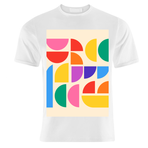 Colorful Pride Rainbow Bauhaus Inspired Geometric Abstract Composition - unique t shirt by AbstraBotanica by Ezbie
