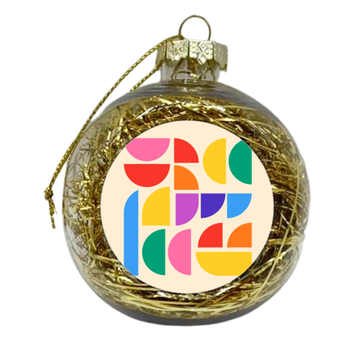 Colorful Pride Rainbow Bauhaus Inspired Geometric Abstract Composition - xmas bauble by AbstraBotanica by Ezbie