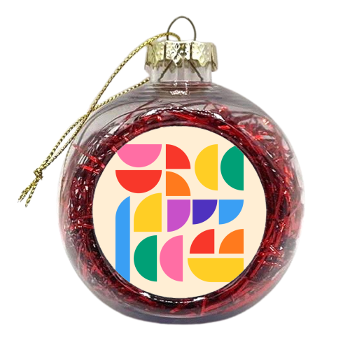 Colorful Pride Rainbow Bauhaus Inspired Geometric Abstract Composition - xmas bauble by AbstraBotanica by Ezbie