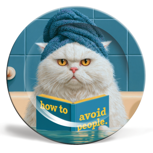 How to avoid people - ceramic dinner plate by DejaReve