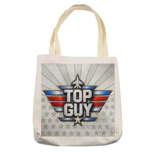 Top Guy - printed canvas tote bag by Ms Doodle