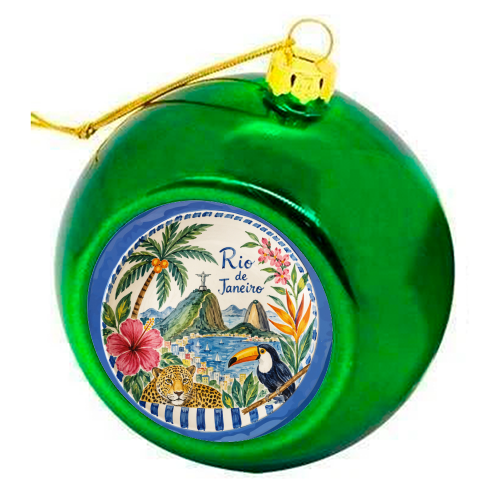 Rio De Janeiro - colourful christmas bauble by Ms Doodle
