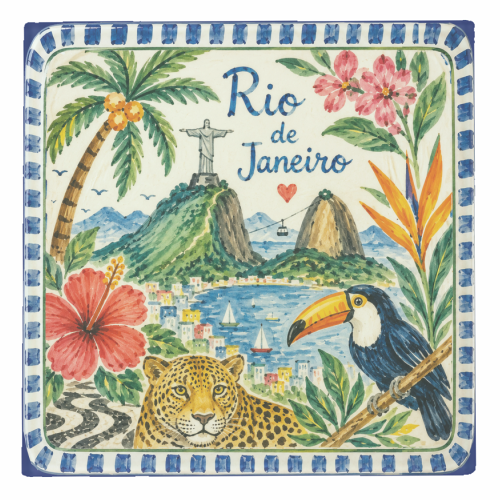 Rio De Janeiro - personalised beer coaster by Ms Doodle