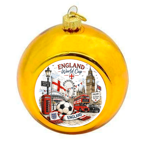World Cup London England - colourful christmas bauble by Ms Doodle