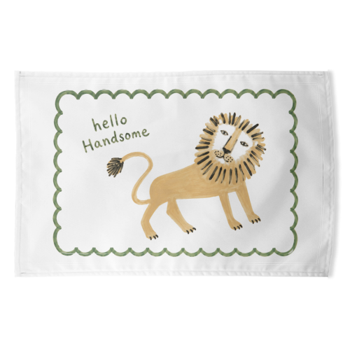 Hello Handsome - funny tea towel by Ms Doodle