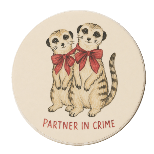 Meerkats - Partners in Crime - personalised beer coaster by Ms Doodle