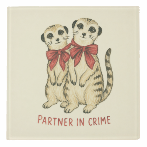 Meerkats - Partners in Crime - personalised beer coaster by Ms Doodle