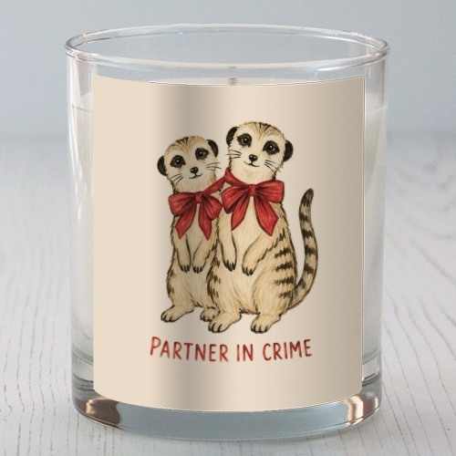 Meerkats - Partners in Crime - scented candle by Ms Doodle