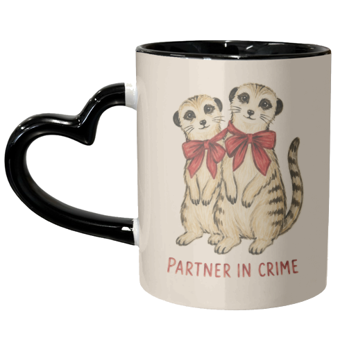 Meerkats - Partners in Crime - unique mug by Ms Doodle