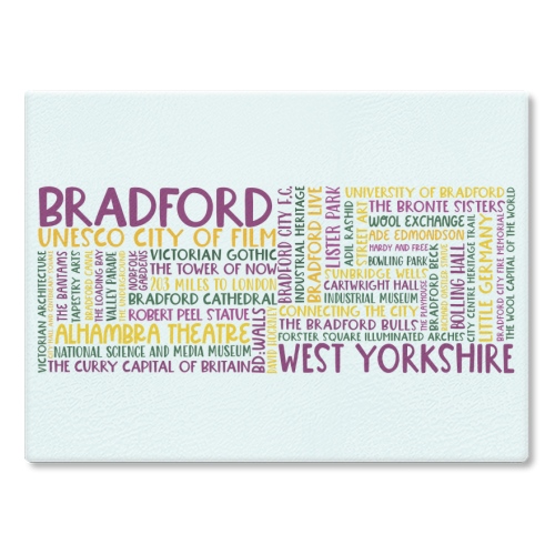 Bradford Mug Design - glass chopping board by All About Words Designs