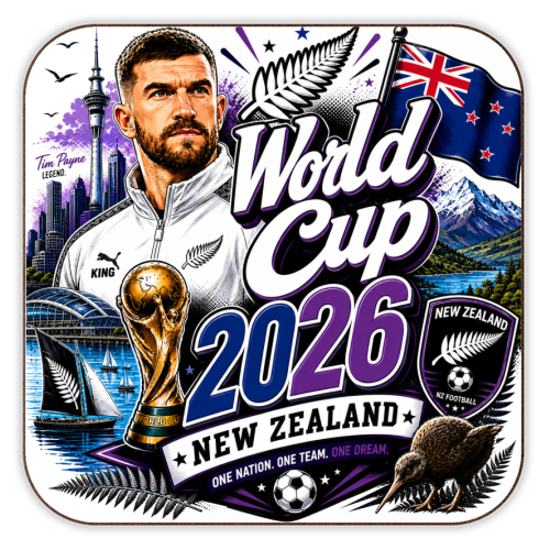 World Cup - New Zealand - personalised beer coaster by Lilly Rose