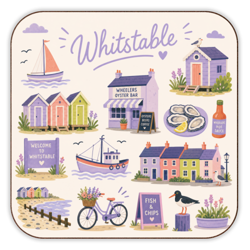 Whimsical Whitstable - personalised beer coaster by The Yellow Box