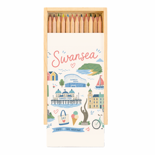 Swansea Postcard - Coloured Pencils with Box by The Yellow Box