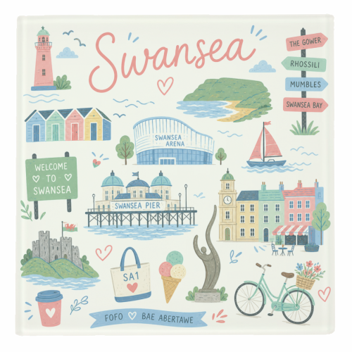 Swansea Postcard - personalised beer coaster by The Yellow Box