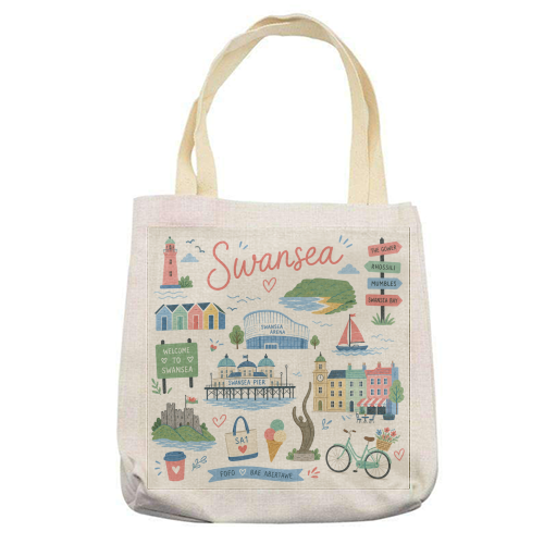 Swansea Postcard - printed canvas tote bag by The Yellow Box