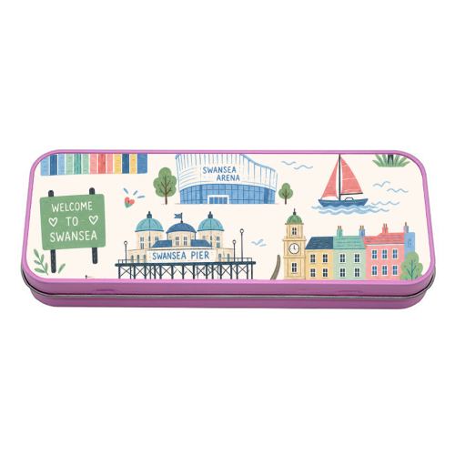 Swansea Postcard - tin pencil case by The Yellow Box