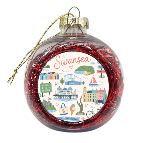 Swansea Postcard - xmas bauble by The Yellow Box