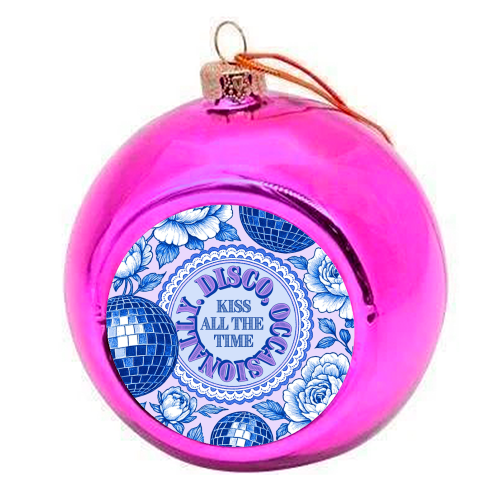 Kiss All The Time - colourful christmas bauble by Lilly Rose