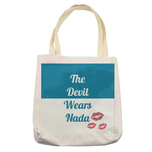The Devil Wears Nada - printed canvas tote bag by Nida Designs