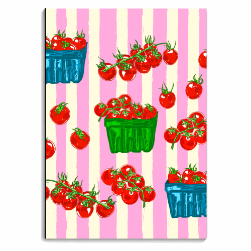 Cherry Tomatoes Euro Summer Aesthetic Stripes Illustration - personalised A4, A5, A6 notebook by EZbie