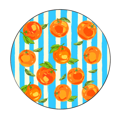 Trendy Orange in Stripes Mediterranean Summer Illustration - Circle Sticker by EZbie
