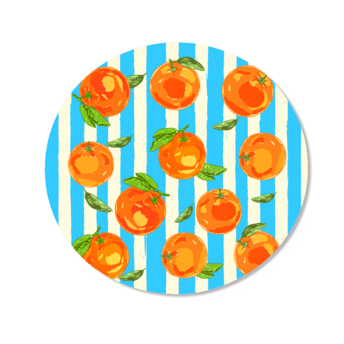 Trendy Orange in Stripes Mediterranean Summer Illustration - Magnet by EZbie