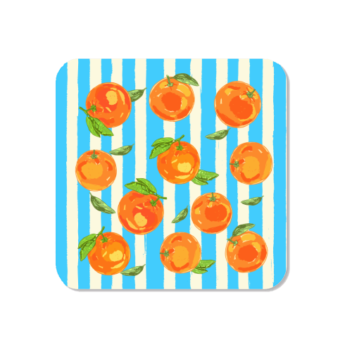 Trendy Orange in Stripes Mediterranean Summer Illustration - Magnet by EZbie