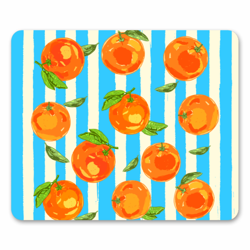Trendy Orange in Stripes Mediterranean Summer Illustration - mouse mat by EZbie