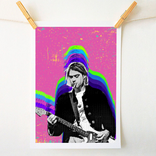 Kurt Cobain - Pink - A1 - A4 art print by Nida Designs