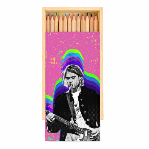 Kurt Cobain - Pink - Coloured Pencils with Box by Nida Designs