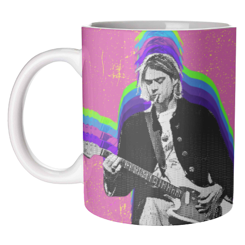 Kurt Cobain - Pink - unique mug by Nida Designs