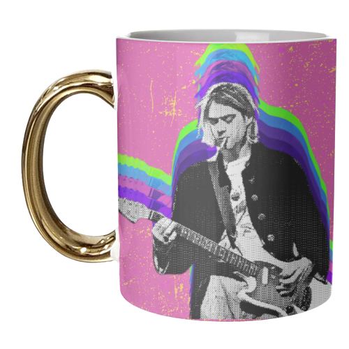 Kurt Cobain - Pink - unique mug by Nida Designs