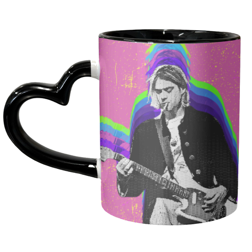 Kurt Cobain - Pink - unique mug by Nida Designs