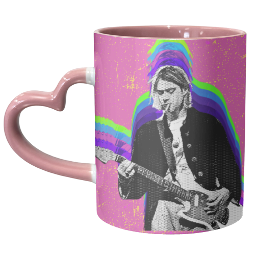 Kurt Cobain - Pink - unique mug by Nida Designs