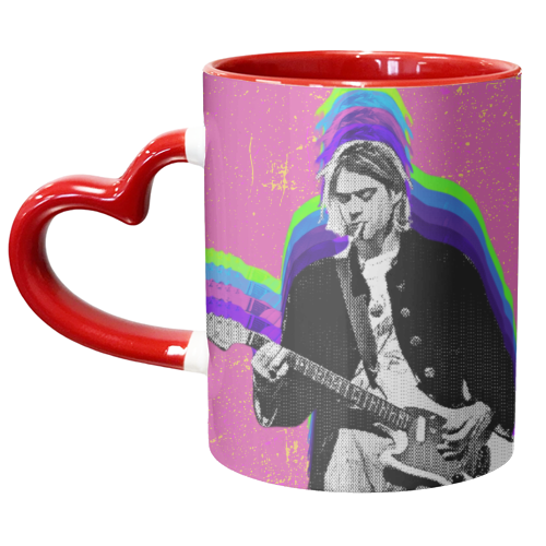 Kurt Cobain - Pink - unique mug by Nida Designs