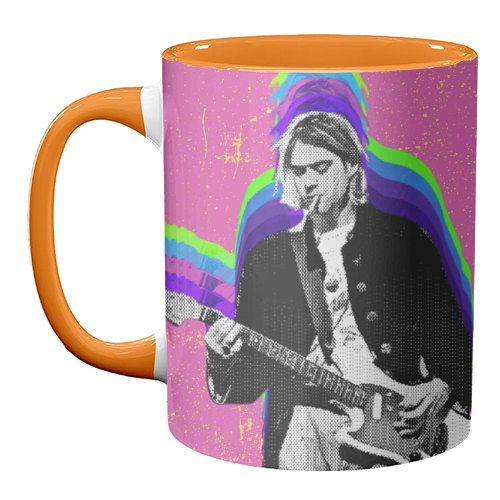 Kurt Cobain - Pink - unique mug by Nida Designs